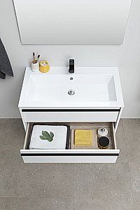 Тумба с раковиной Aquanet Lino 90 белая матовая для ванной в интернет-магазине Sanbest