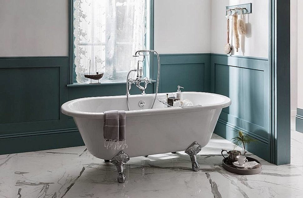 Смеситель для ванны Burlington CL15-QT хром/ручки белые купить в интернет-магазине сантехники Sanbest