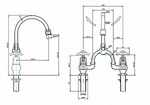 Смеситель для раковины Burlington Bridge AN27-QT+W1 купить в интернет-магазине сантехники Sanbest