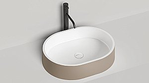 Раковина накладная Salini GLORIA 10 1102211MRH 56 из искусственного камня S-Stone, белая матовая, цвет по RAL снаружи купить в интернет-магазине Sanbest