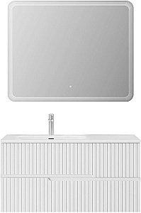 Тумба с раковиной Cezares DUET-N 100 DUET-N-1000-2C-SO-BL белая глянцевая левая/правая для ванной в интернет-магазине Sanbest