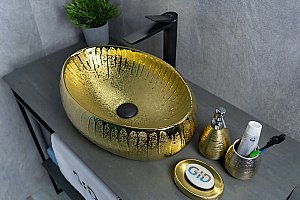 Раковина накладная Gid Lago 48 9030g 52234 золото купить в интернет-магазине Sanbest