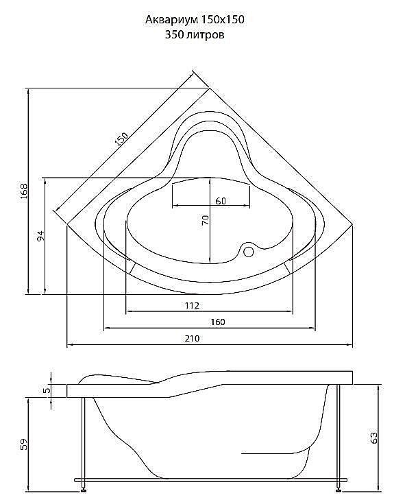 Гидромассажная ванна Aquatika Аквариум Basic 150х150 купить в интернет-магазине Sanbest