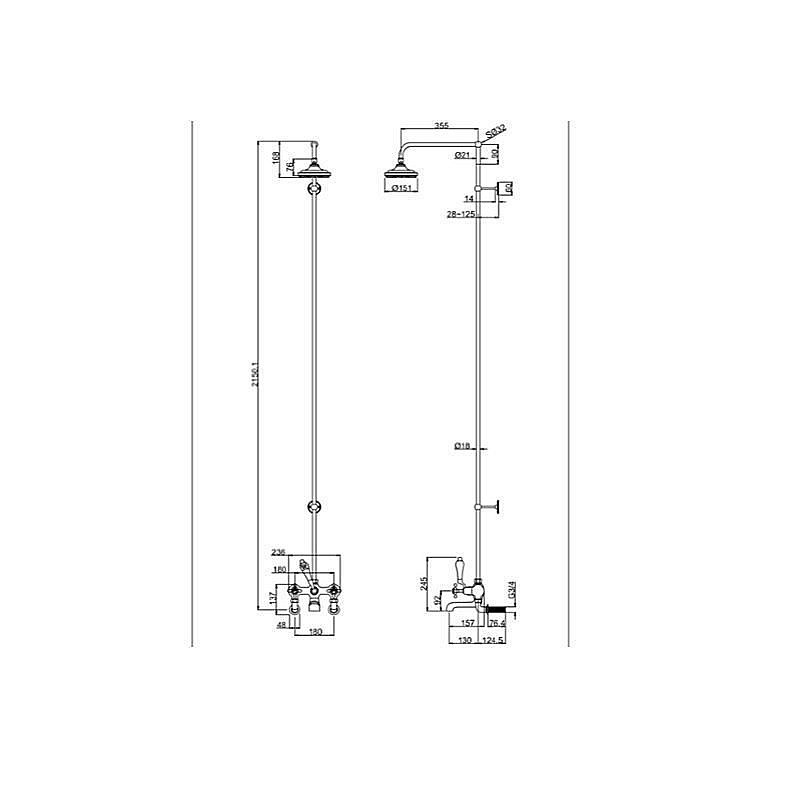 Душевая система Burlington Claremont H295A-CL BLA купить в интернет-магазине сантехники Sanbest