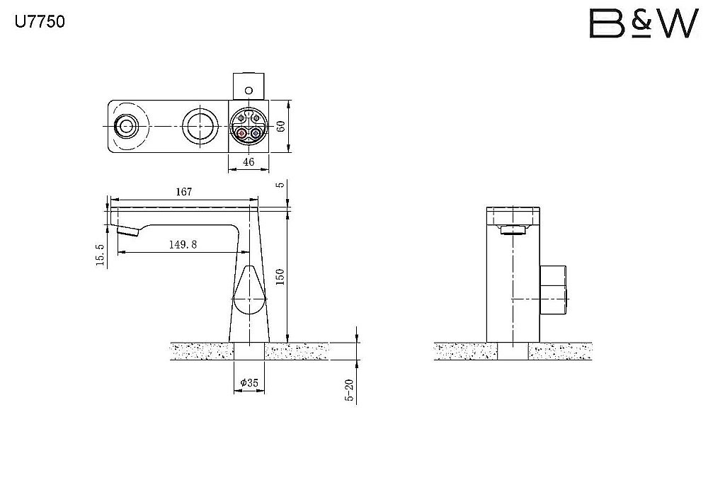 Смеситель для раковины Black&White UNIVERSE U7750 хром купить в интернет-магазине сантехники Sanbest