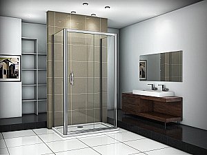 Душевой уголок Good Door Infinity WTW+SP+SP 140х70 стекло прозрачное/профиль хром купить в интернет-магазине Sanbest