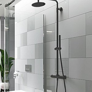 Душевая система Excellent EX ACTIMA Rain Termo Round ARAC.SY.107BL черная матовая купить в интернет-магазине сантехники Sanbest