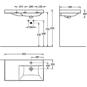 Тумба с раковиной LA FENICE Cubo Grigio TWIN 90 серая/ручки белые для ванной в интернет-магазине Sanbest