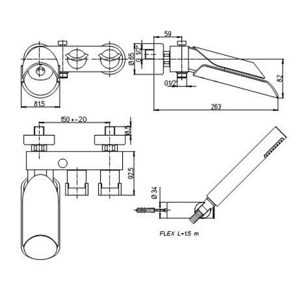 Смеситель для ванны PAINI Morgana 73CR105KM хром купить в интернет-магазине сантехники Sanbest