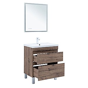 Тумба с раковиной Aquanet Нота New 75 344142+281221 дуб веллингтон табак для ванной в интернет-магазине Sanbest