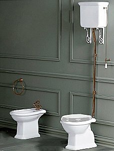 Унитаз SIMAS Lante LA01 с высоким бачком, белый/бронза купить в интернет-магазине Sanbest