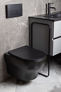 Унитаз подвесной Boheme Fiore 978-SET-B черный матовый, безободковый, с крышкой микролифт, слив торнадо купить в интернет-магазине Sanbest