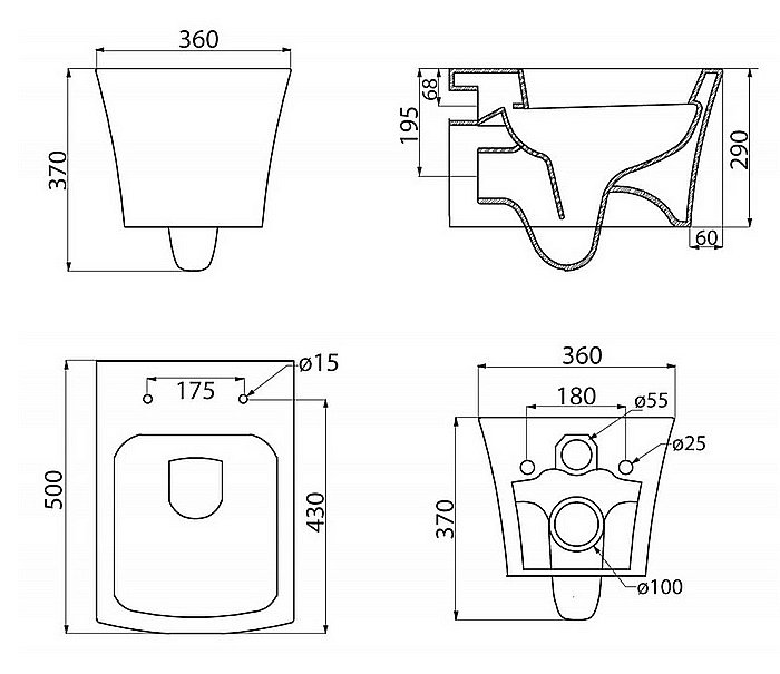 Унитаз подвесной BelBagno REGINA BB104CH безободковый, с крышкой микролифт купить в интернет-магазине Sanbest