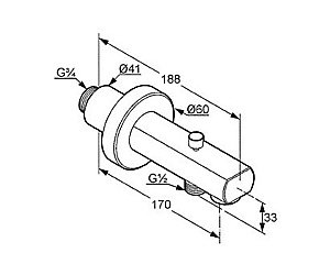Излив для ванны Kludi Zenta 1350105 купить в интернет-магазине сантехники Sanbest