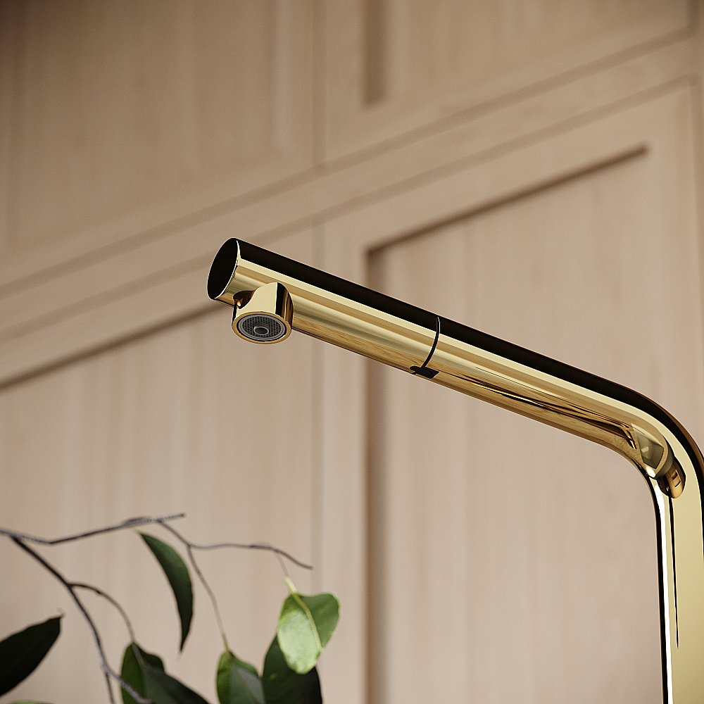 Смеситель для кухни Sancos Spin SC4015ZG полированное золото купить в интернет-магазине сантехники Sanbest