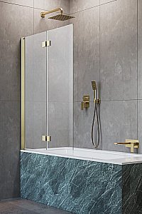 Шторка для ванны Radaway Nes Brushed Gold PND I 140 стекло прозрачное/профиль брашированное золото купить в интернет-магазине Sanbest