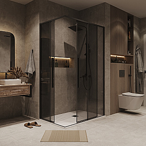 Душевой уголок Grossman Galaxy 90х80 300.K33.01.9080.21.10 стекло тонированное/профиль черный матовый купить в интернет-магазине Sanbest