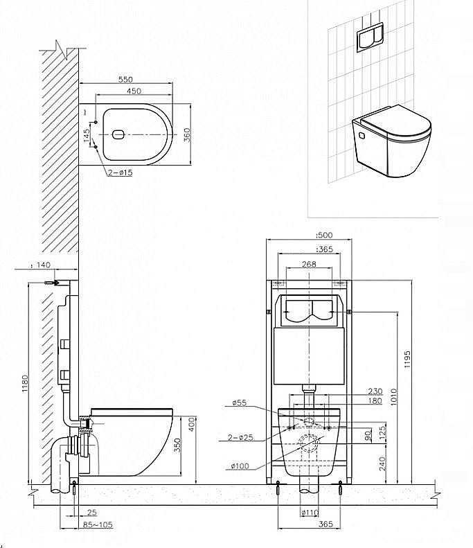 Унитаз подвесной Bravat GINA C2190UW-ENG с крышкой микролифт купить в интернет-магазине Sanbest