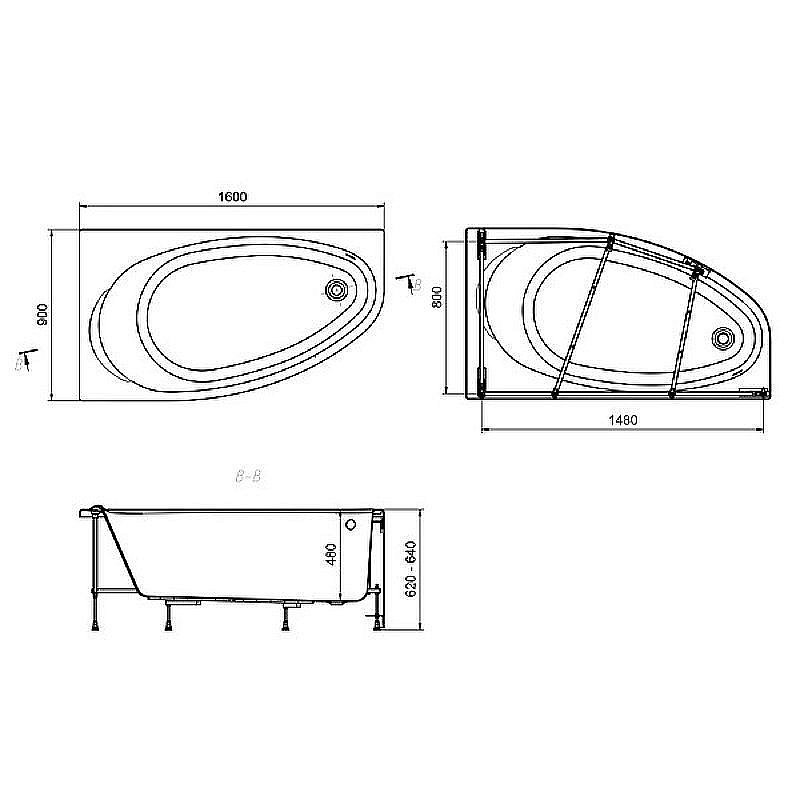 Ванна Roca Corfu 2485 160х90 купить в интернет-магазине Sanbest