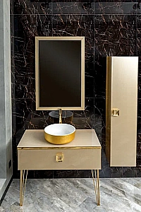 Консоль с раковиной и столешницей Armadi Art LUCIDO 100 светлое золото для ванной в интернет-магазине сантехники Sanbest