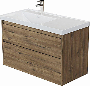 Тумба с раковиной Aquanet Nova Lite 2.0 90 346318+347438 дуб рустикальный, левосторонняя для ванной в интернет-магазине Sanbest
