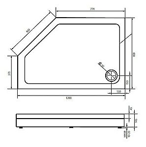 Душевой поддон Good Door Пента 120x80 левый белый купить в интернет-магазине Sanbest