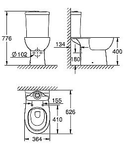 Унитаз Grohe Bau Ceramic 39349 436 безободковый, с бачком купить в интернет-магазине Sanbest