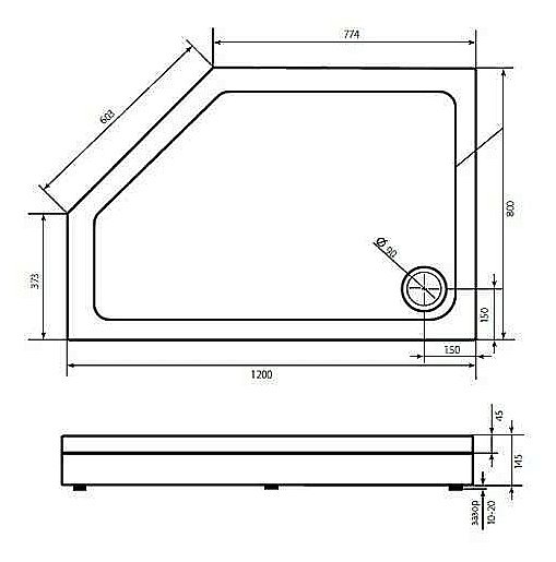Душевой поддон Good Door Пента 120x80 левый белый купить в интернет-магазине Sanbest