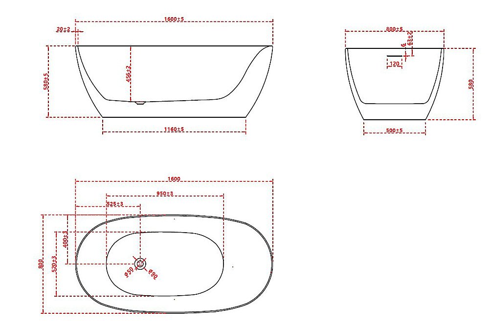 Ванна акриловая Vincea VBT-601-1600 160x80 белая купить в интернет-магазине Sanbest