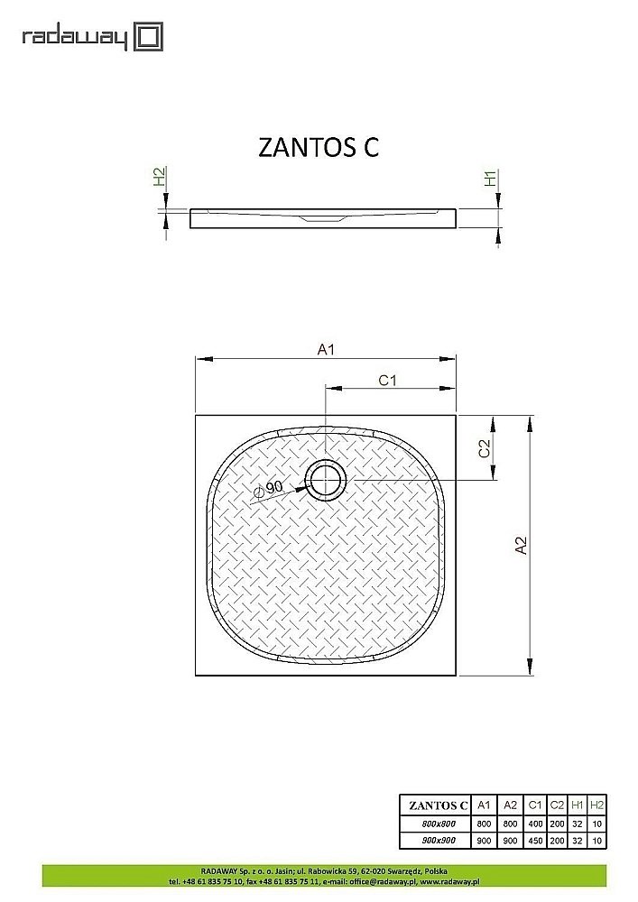 Душевой поддон Radaway Zantos C M3ZNC8080-06 80x80 белый купить в интернет-магазине Sanbest