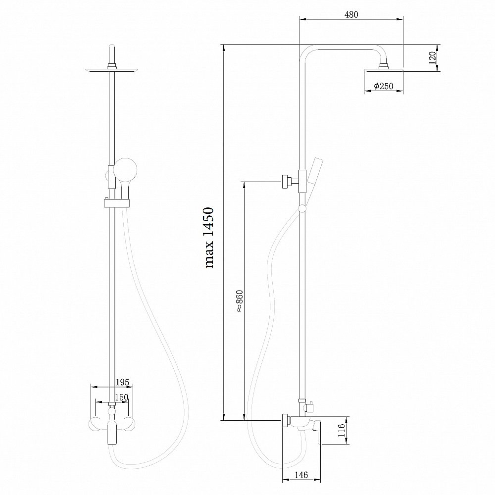 Душевая система Abber Weiss Insel AF8020L хром купить в интернет-магазине сантехники Sanbest