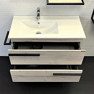 Тумба с раковиной Comforty Дюссельдорф 00-00004093 90 дуб дымчатый для ванной в интернет-магазине Sanbest