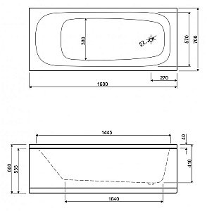Ванна акриловая Cezares ECO-160-70-41-W37 купить в интернет-магазине Sanbest