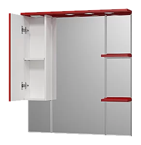 Зеркало со шкафом Misty Кристи 90 П-Кри02090-041СвЛ белый/красный в ванную от интернет-магазине сантехники Sanbest