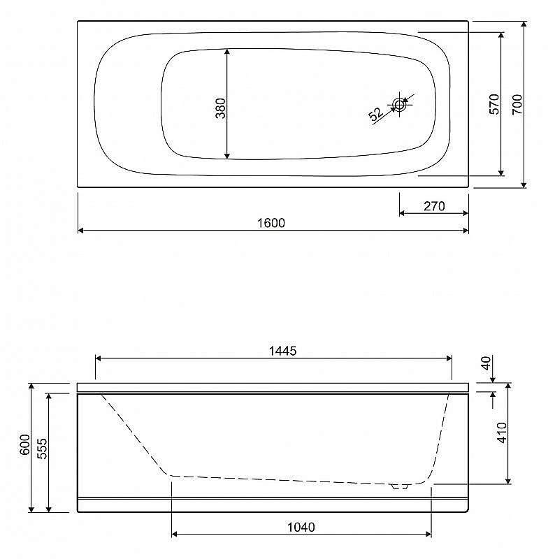 Ванна акриловая Cezares ECO-160-70-41-W37 купить в интернет-магазине Sanbest
