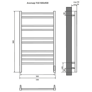 Полотенцесушитель Aquatek Альтаир П10 50х90 AQ EL KP1090CH хром купить в интернет-магазине сантехники Sanbest
