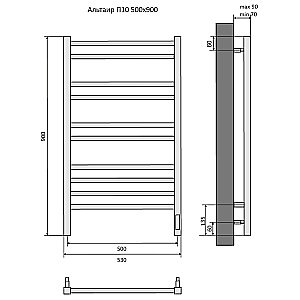 Полотенцесушитель Aquatek Альтаир П10 50х90 AQ EL KP1090CH хром купить в интернет-магазине сантехники Sanbest