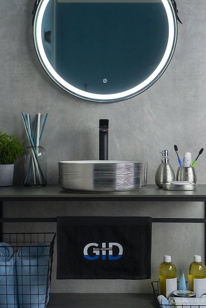 Раковина накладная Gid 36 D1357h031 53328 белая, серебро купить в интернет-магазине Sanbest