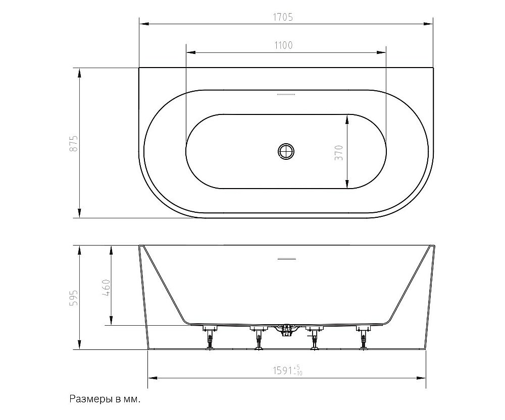 Ванна акриловая Art&Max AM-MESSINA-1700-870 белая купить в интернет-магазине Sanbest
