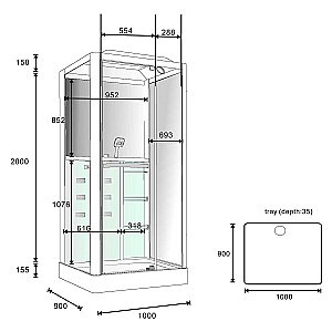 Душевая кабина Loranto Selak CS 126 90х100 прозрачное стекло/профиль белый купить в интернет-магазине Sanbest