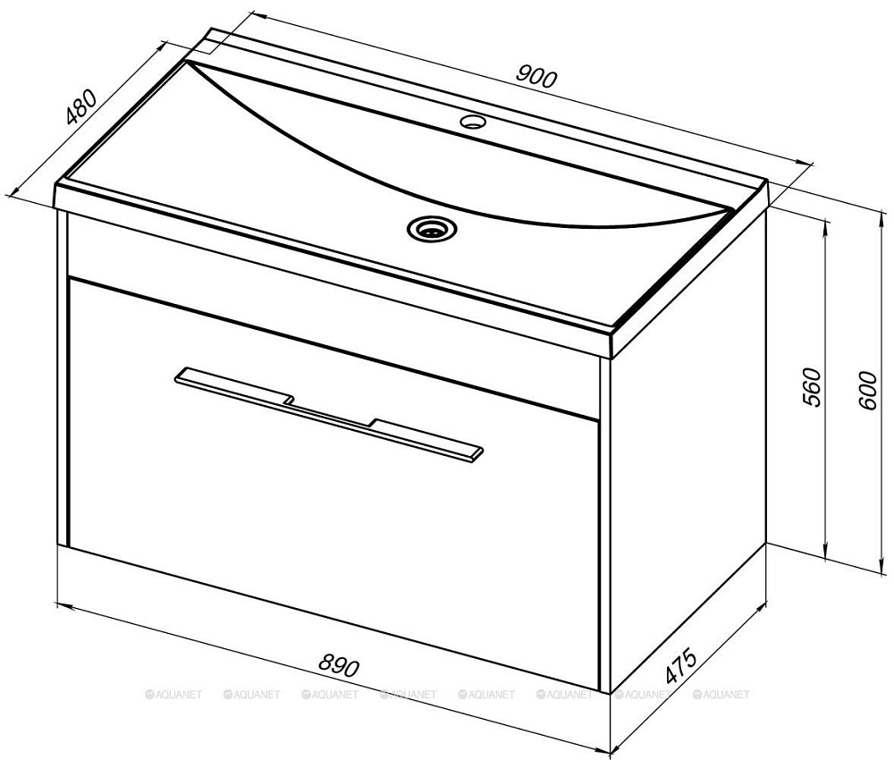 Тумба с раковиной Aquanet Августа 274019 90 белый для ванной в интернет-магазине Sanbest