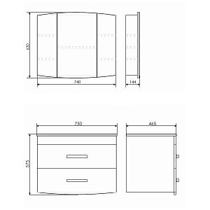 Тумба с раковиной Comforty Лаура 75 2 для ванной в интернет-магазине Sanbest