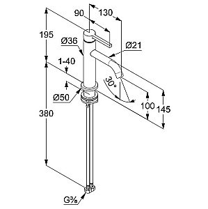 Смеситель для раковины KLUDI NOVA FONTE Pura 200263915 черный матовый купить в интернет-магазине сантехники Sanbest