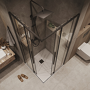 Душевой уголок Grossman Galaxy 100х100 300.K33.01.1010.21.00 стекло прозрачное/профиль черный матовый купить в интернет-магазине Sanbest