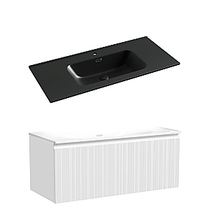 Тумба с раковиной Sancos CODE CD100W/CN7003MB 100 белая для ванной в интернет-магазине Sanbest