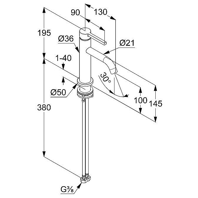 Смеситель для раковины KLUDI NOVA FONTE Pura 200263915 черный матовый купить в интернет-магазине сантехники Sanbest