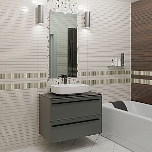 Тумба с раковиной LA FENICE Elba Grigio TWIN 80 серая/столешница черная для ванной в интернет-магазине Sanbest