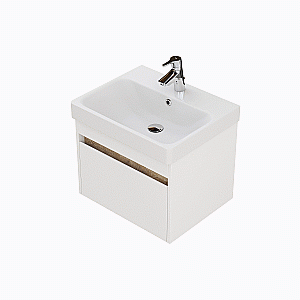 Тумба с раковиной Акватон Марти 55 белая/дуб эндгрейн для ванной в интернет-магазине Sanbest