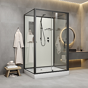 Душевая кабина Niagara Standart ST100/80/15Q/BL/BK 100х80 без крыши, профиль черный матовый/стекло прозрачное купить в интернет-магазине Sanbest