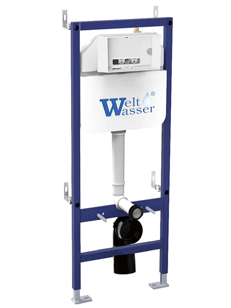 Унитаз подвесной с инсталляцией WeltWasser BAMBERG 460 + GUDZON 485 WT + BAMBERG WT безободковый, смыв торнадо, с крышкой микролифт, белый/кнопка белая купить в интернет-магазине Sanbest